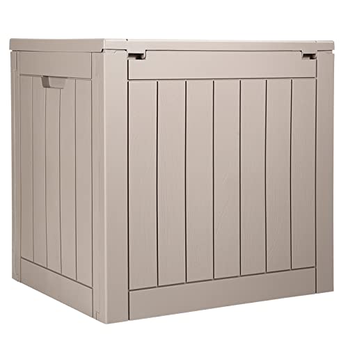 VEVOR Deck Box, 31 Gallon Outdoor Storage Box, 22.1" x 17.1" x 20.9", Waterproof PP Deckbox with Aluminum Alloy Padlock, for Patio Furniture, Pool Toys, Garden Tools, Outdoor Cushions, Gray