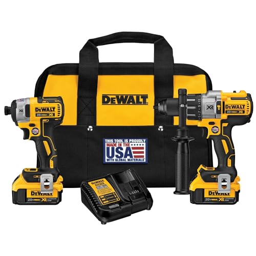 DEWALT 20V MAX Hammer Drill and Impact Driver with 2 Batteries and Charger