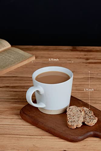 famiware Coffee Mugs for 6, 12 oz Mug Set, Dringking Cup with Handle for Coffee, Tea, Cocoa, Milk, Saturn serise, White