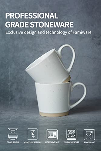 famiware Coffee Mugs for 6, 12 oz Mug Set, Dringking Cup with Handle for Coffee, Tea, Cocoa, Milk, Saturn serise, White