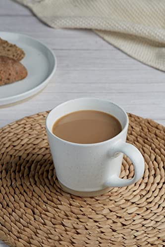 famiware Coffee Mugs for 6, 12 oz Mug Set, Dringking Cup with Handle for Coffee, Tea, Cocoa, Milk, Saturn serise, White