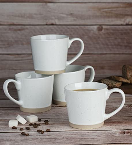 famiware Coffee Mugs for 6, 12 oz Mug Set, Dringking Cup with Handle for Coffee, Tea, Cocoa, Milk, Saturn serise, White