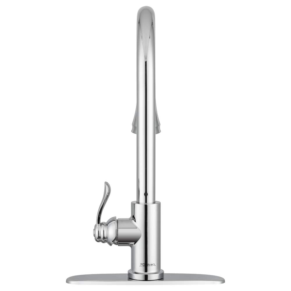 Pacific Bay Vicenza Single-Handle Pull-Down Sprayer Kitchen Sink Faucet - Spot-Resistant - Optional Deck Plate Included (Chrome Plated) - Latest Model