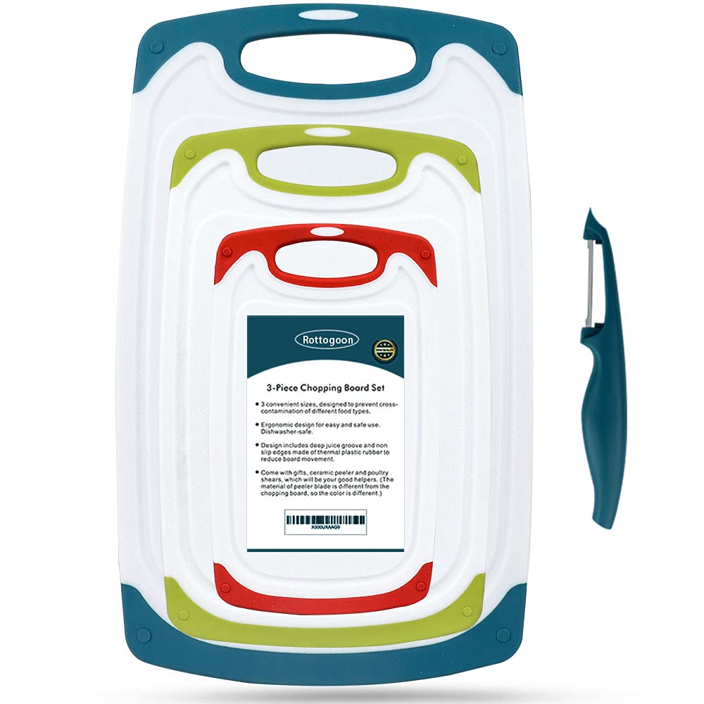 Plastic Chopping Board Set of 4, Non-Slip