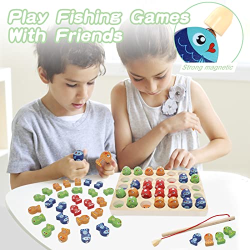 BigShu Toddler Learning Educational Toys for 2 3 4 5 Year Old Boys Girls Wooden Magnetic Fishing Kids Toys Games Letters ABC Numbers Alphabet Puzzle Montessori Toys for Ages 2+ STEM Preschool Gifts