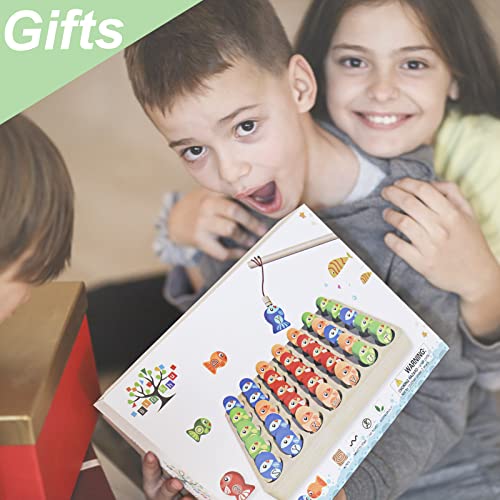 BigShu Toddler Learning Educational Toys for 2 3 4 5 Year Old Boys Girls Wooden Magnetic Fishing Kids Toys Games Letters ABC Numbers Alphabet Puzzle Montessori Toys for Ages 2+ STEM Preschool Gifts