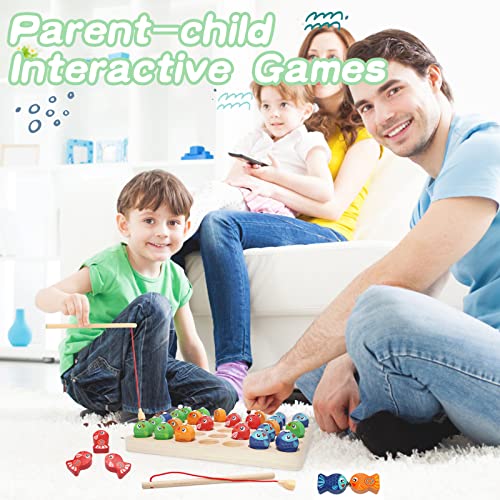 BigShu Toddler Learning Educational Toys for 2 3 4 5 Year Old Boys Girls Wooden Magnetic Fishing Kids Toys Games Letters ABC Numbers Alphabet Puzzle Montessori Toys for Ages 2+ STEM Preschool Gifts