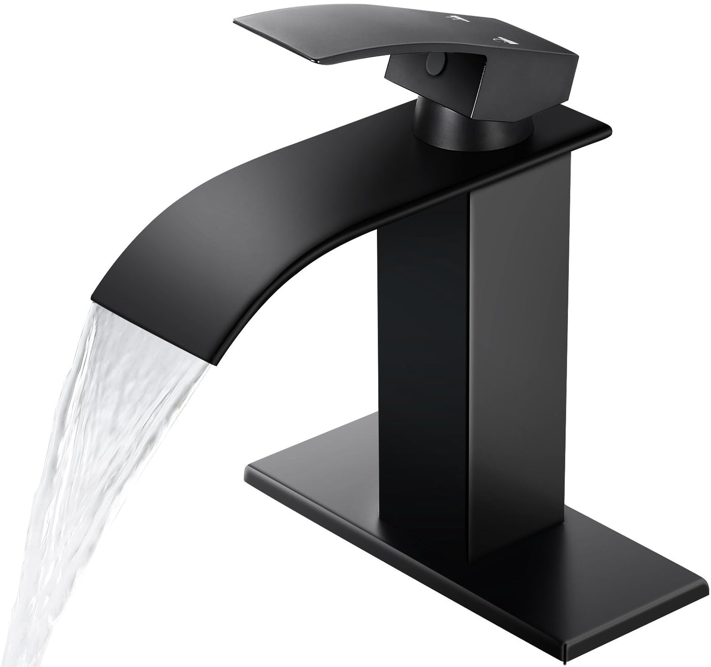 Black Waterfall Spout Bathroom Faucet