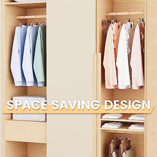 VEHHE 20 Pack Pants Hangers with Clips, Metal Skirt Hangers with 2-Adjustable Clips and 360-Rotating Hook, Multi Stackable Shorts Pants Hangers Space Saving for Women Men