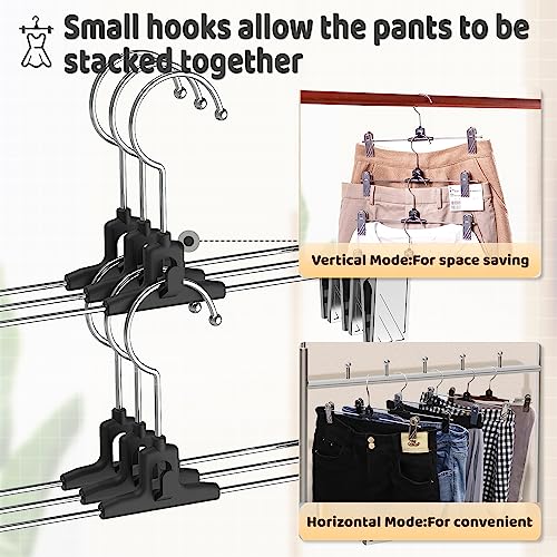 VEHHE 20 Pack Pants Hangers with Clips, Metal Skirt Hangers with 2-Adjustable Clips and 360-Rotating Hook, Multi Stackable Shorts Pants Hangers Space Saving for Women Men