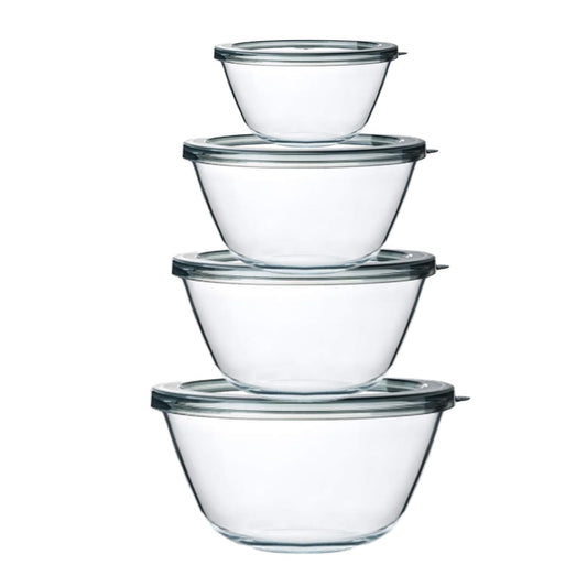 M MCIRCO Glass Bowl Set with Lids, 4 Packs