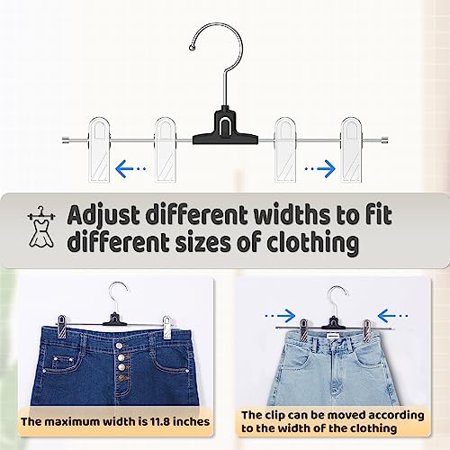 VEHHE 20 Pack Pants Hangers with Clips, Metal Skirt Hangers with 2-Adjustable Clips and 360-Rotating Hook, Multi Stackable Shorts Pants Hangers Space Saving for Women Men