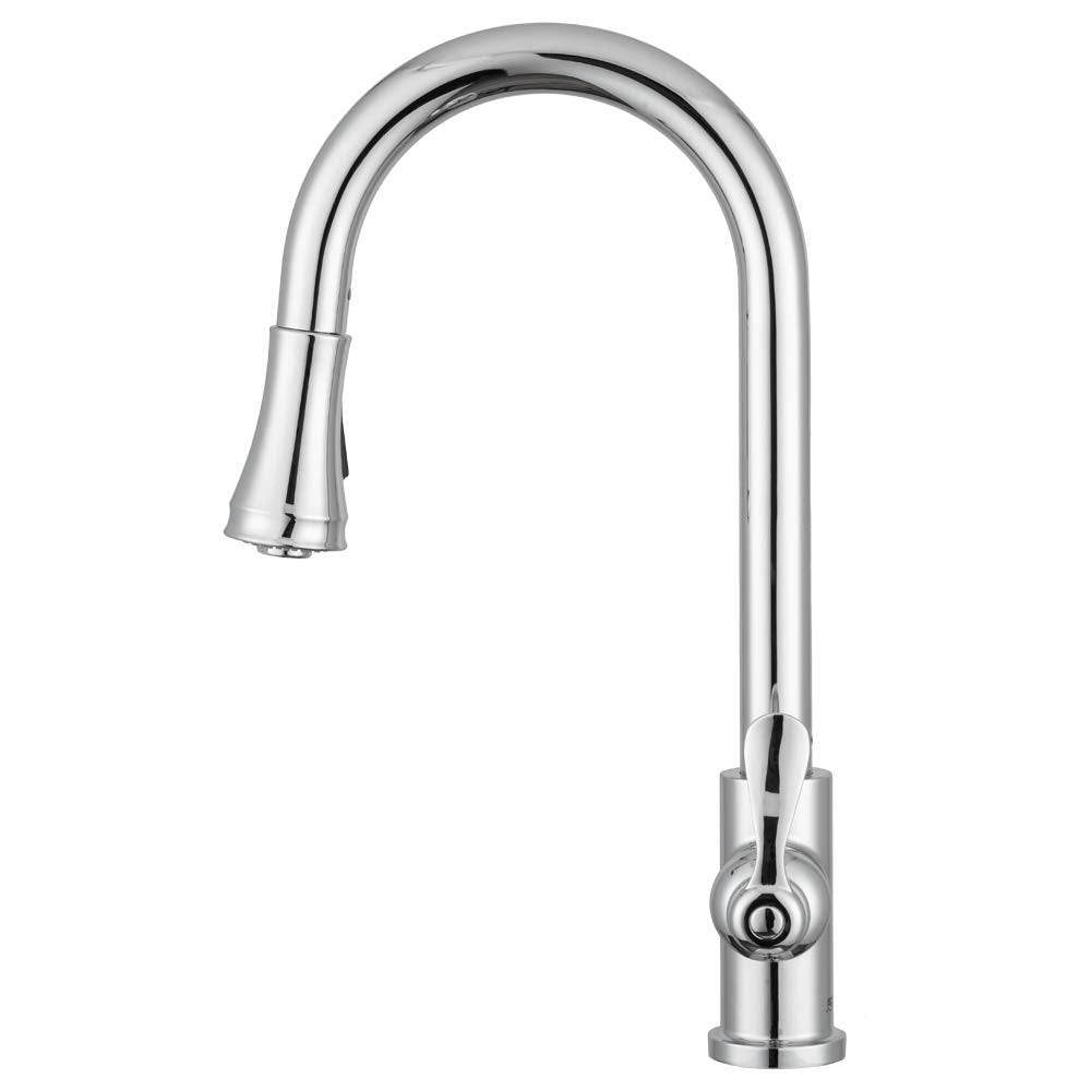 Pacific Bay Vicenza Single-Handle Pull-Down Sprayer Kitchen Sink Faucet - Spot-Resistant - Optional Deck Plate Included (Chrome Plated) - Latest Model