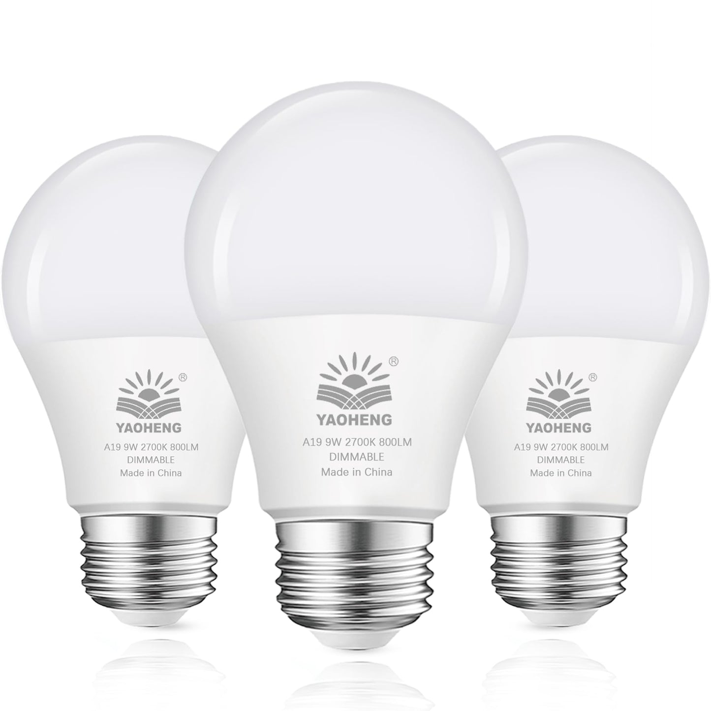 3-Pack 2700K Warm White 60W Equivalent A19 LED Light Bulbs