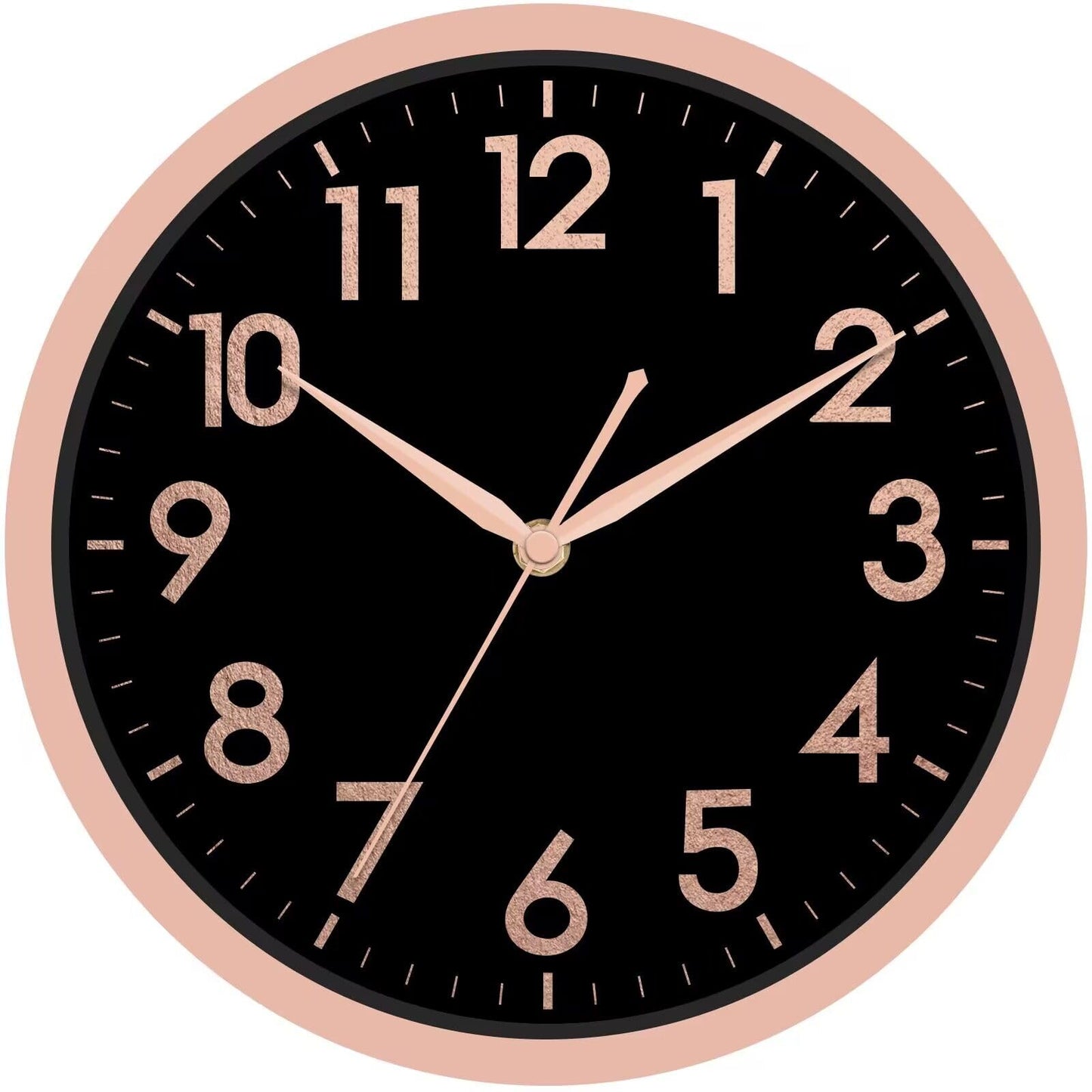 AKCISOT 14 Inch Wall Clock, Modern Large Wall Clocks Battery Operated, Analog Silent Non Ticking Clock Decorate for Living Room, Office, Bedroom, Bathroom, Kitchen(Rose Gold Black)