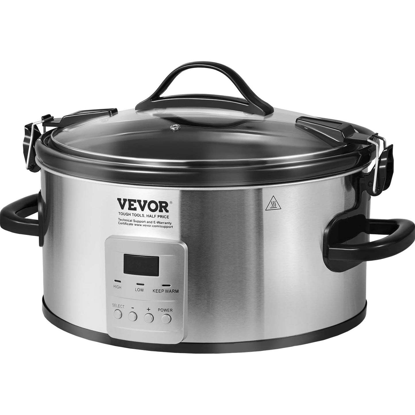 VEVOR Slow Cooker, 7QT 280W Electric Slow Cooker Pot with 3-Level Heat Settings, Digital Slow Cookers with Locking Lid, 20 Hours Max Timer, Ceramic Inner Pot for Commercial/Home Use