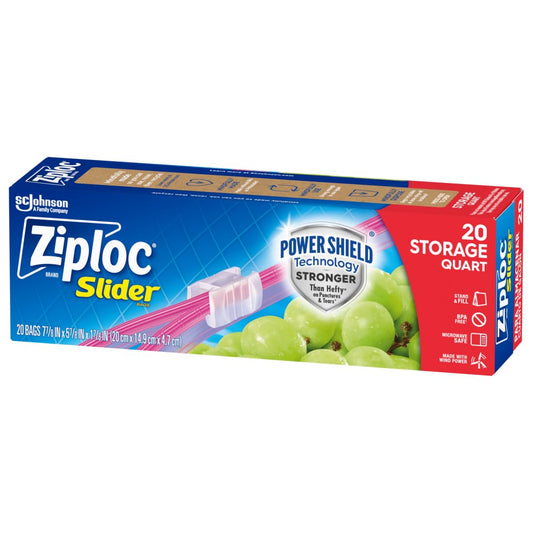 Ziploc Quart Food Storage Slider Bags, 20 Count