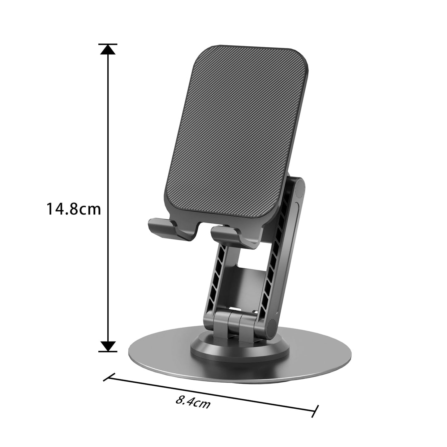 ONCHEER 360°Rotating Phone Holder for Desk, Portable & Foldable Cell Phone Stand for Office & Home, Angle & Height Adjustable Tablet Stand for All Smartphones, iPhone, iPad, Switch, Tablet - Black