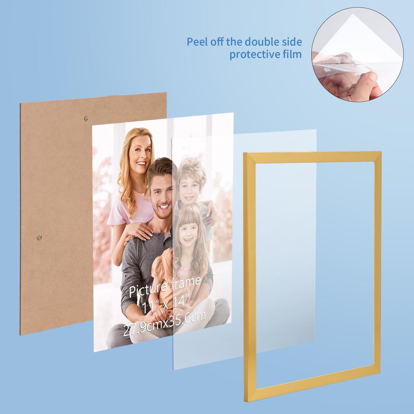 WIFTREY 11x14 Gold Picture Frames, Rustic 11 x 14 Photo Frame Bulk for Wall Hanging, Tabletop Display, 18 Pack