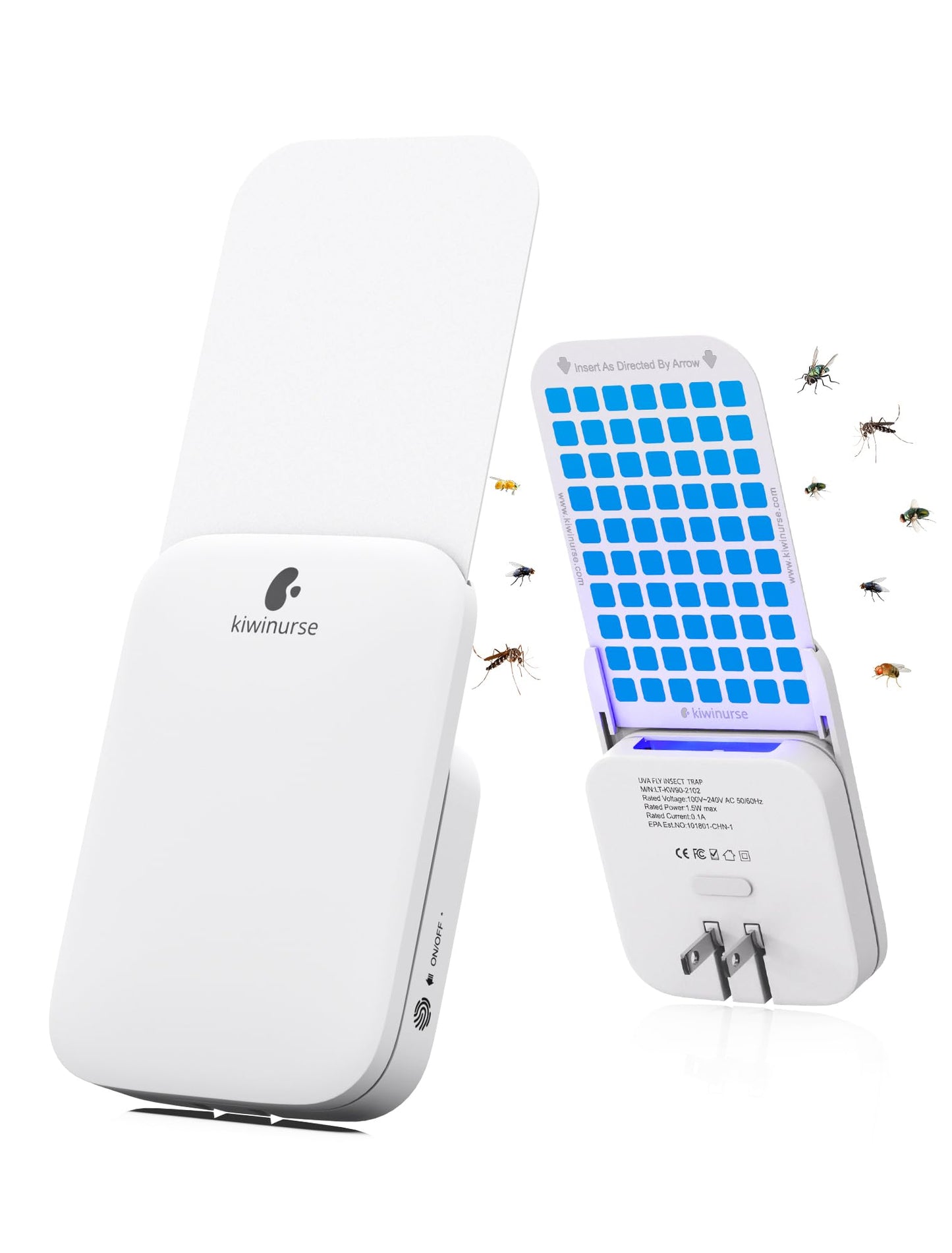 Flying Insect Trap Indoor - Plug-in Fly Catcher 1 Trap + 4 Refills