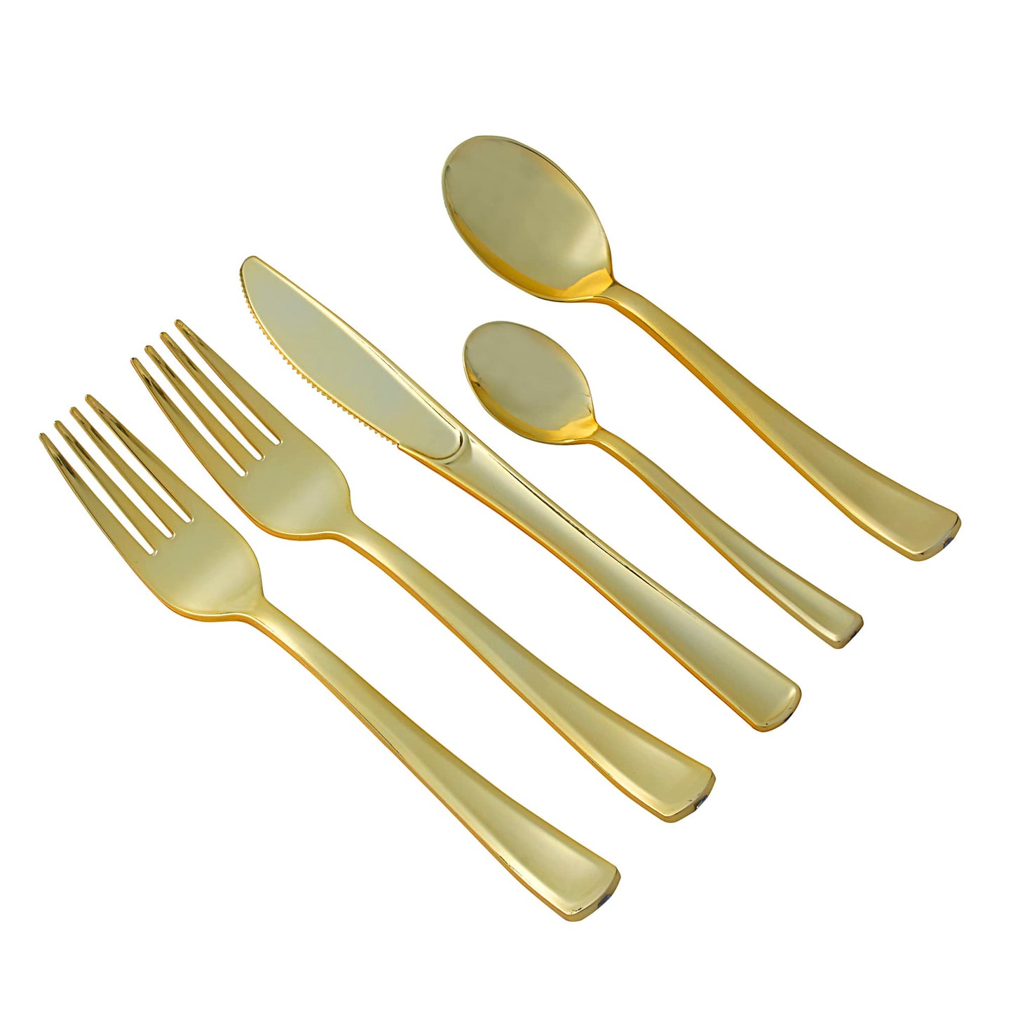 250 piece gold plastic silverware set