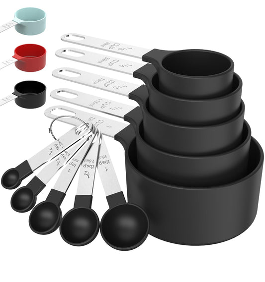 TILUCK Measuring Cups & Spoons with Stainless Steel Handles