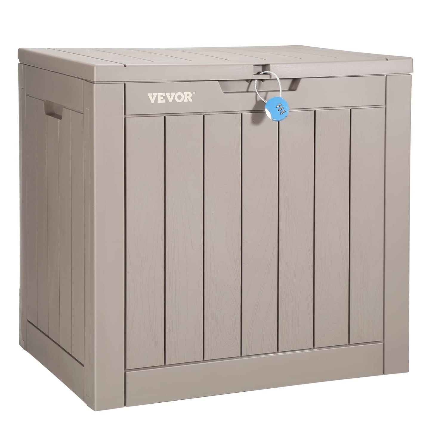 VEVOR Deck Box, 31 Gallon Outdoor Storage Box, 22.1" x 17.1" x 20.9", Waterproof PP Deckbox with Aluminum Alloy Padlock, for Patio Furniture, Pool Toys, Garden Tools, Outdoor Cushions, Gray