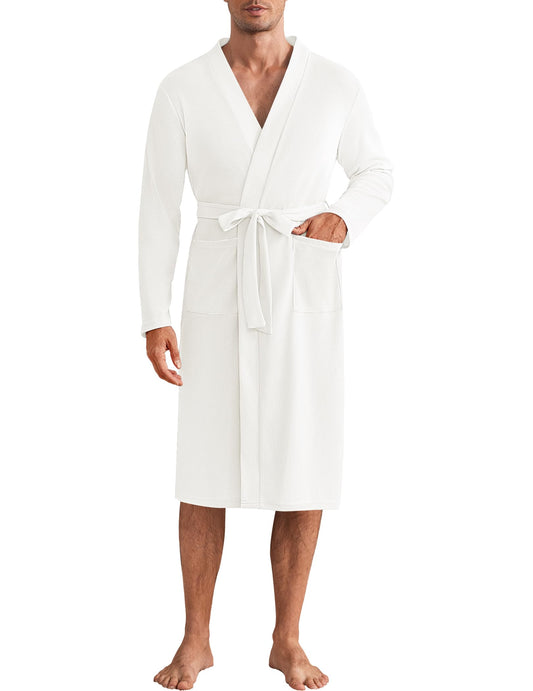 Ekouaer Mens Robes Waffle Knit Spa Bathrobe