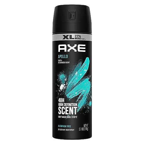 Axe Apollo Deodorant Body Spray For Men, 48H Odor Protection Sage & Cedarwood Aluminum Free 5.1oz