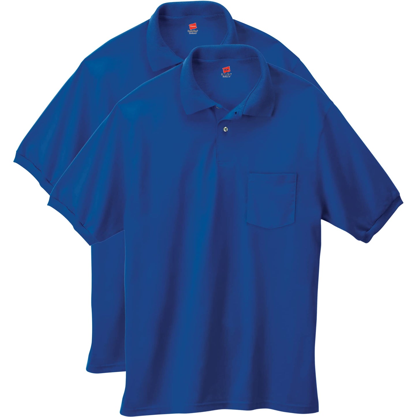 Hanes Mens Short-sleeve Jersey Pocket (Pack of 2) Polo Shirts