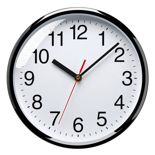 Plumeet Silent Wall Clock - 10" Non Ticking Quartz Black Wall Clocks