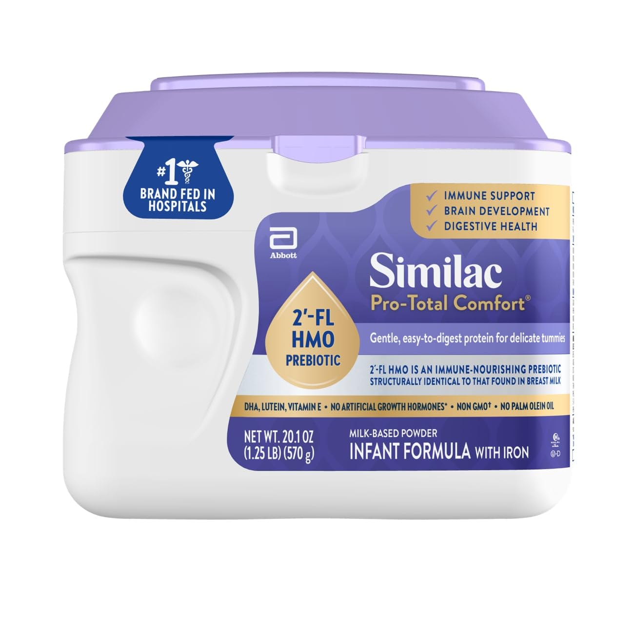 Similac Pro-Total Comfort®* Infant Formula With Iron, Gentle, Easy-to-Digest Formula, With 2'-FL HMO for Immune Support, 20.1-oz Tub