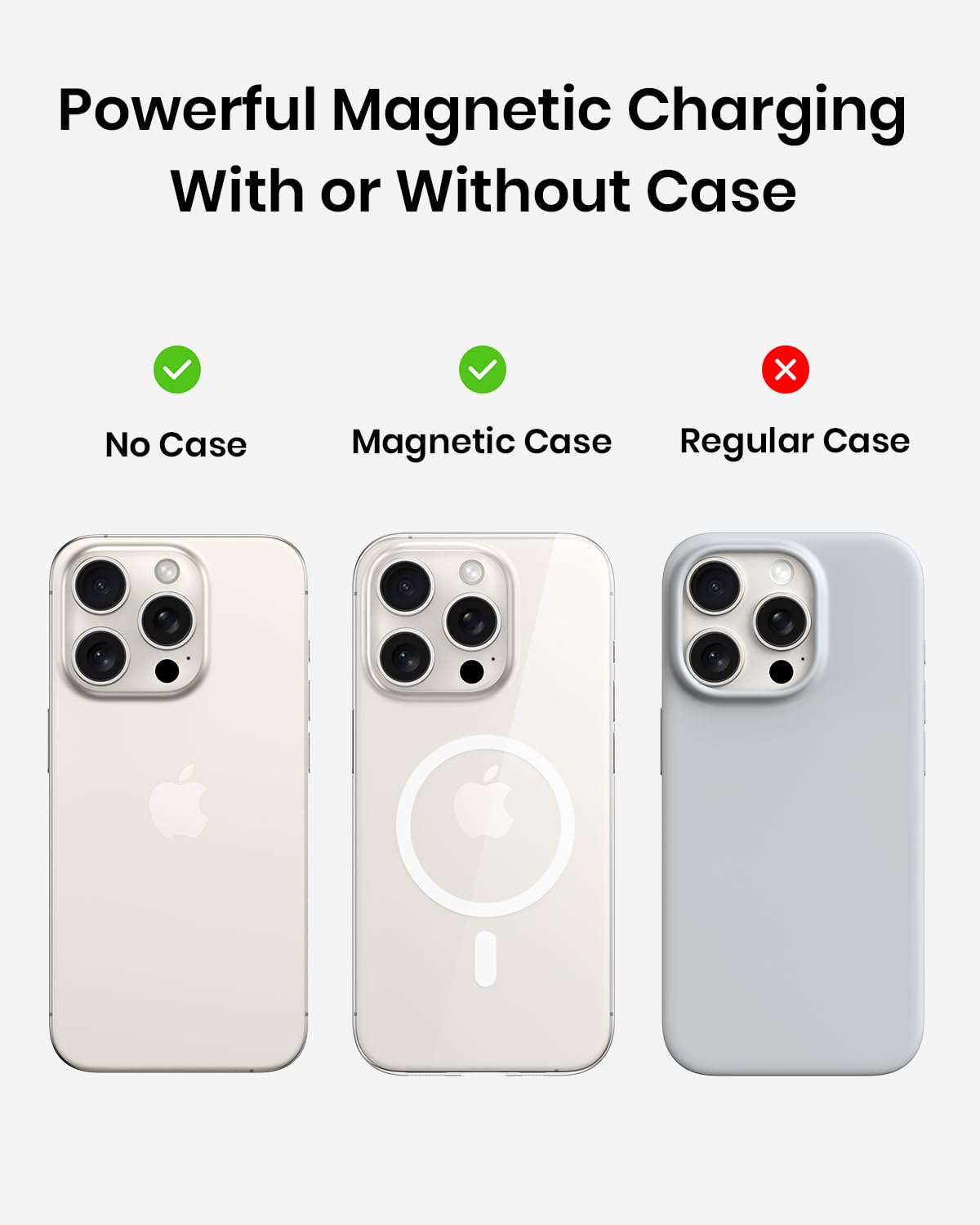 INIU for Magsafe Charger, 15W Fast Charging Magnetic Wireless Charger Stand, Wireless Charging Station with Sleep-Friendly Adaptive Light and Cooling Fan, for iPhone 15/14/13/12 Series, Airpods