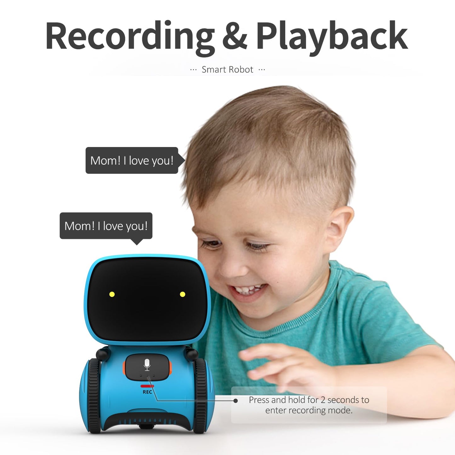 GILOBABY Kids Robot Toys, Interactive Robot Companion Smart Talking Robot with Voice Control Touch Sensor, Dancing, Singing, Recording, Repeat, Birthday Gifts for Boys Ages 3+ Years (Blue)