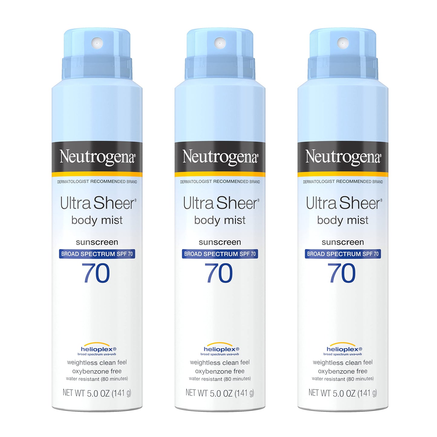 Neutrogena Ultra Sheer Body Mist SPF 70 Sunscreen Spray