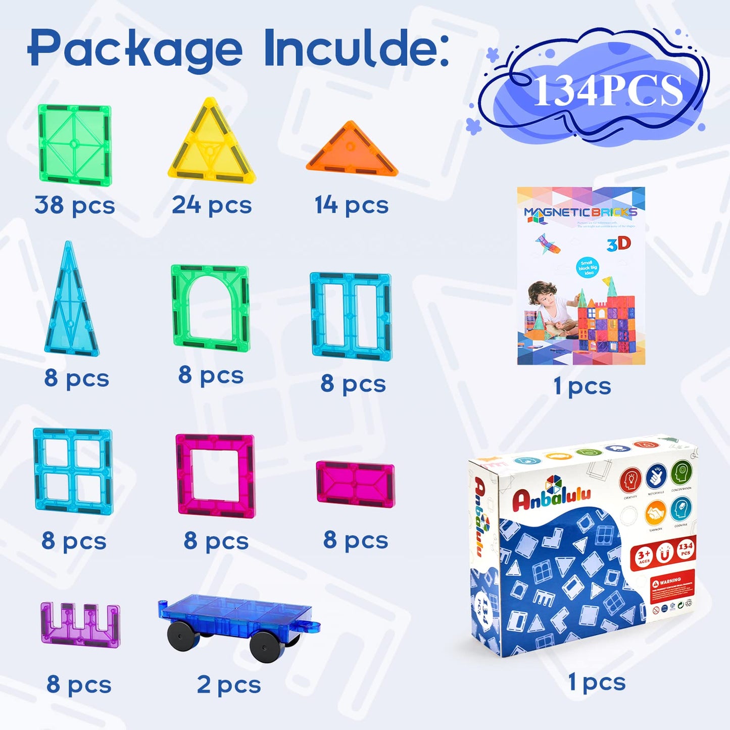 134PCS Large Magnet Building Set