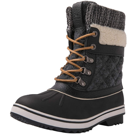 GLOBALWIN Snow Boots For Women Black/Grey Women's Winter Boots 6M