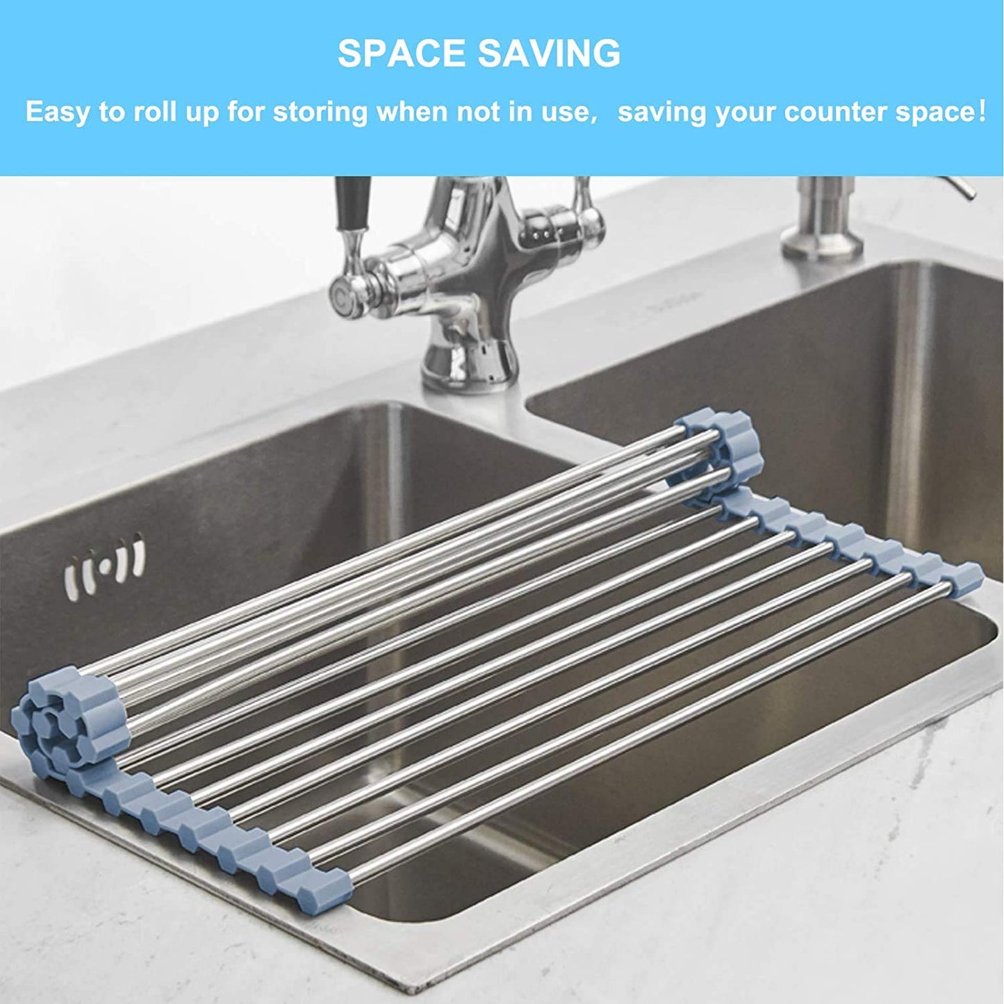 Roll Up Over The Sink Dish Drying Rack