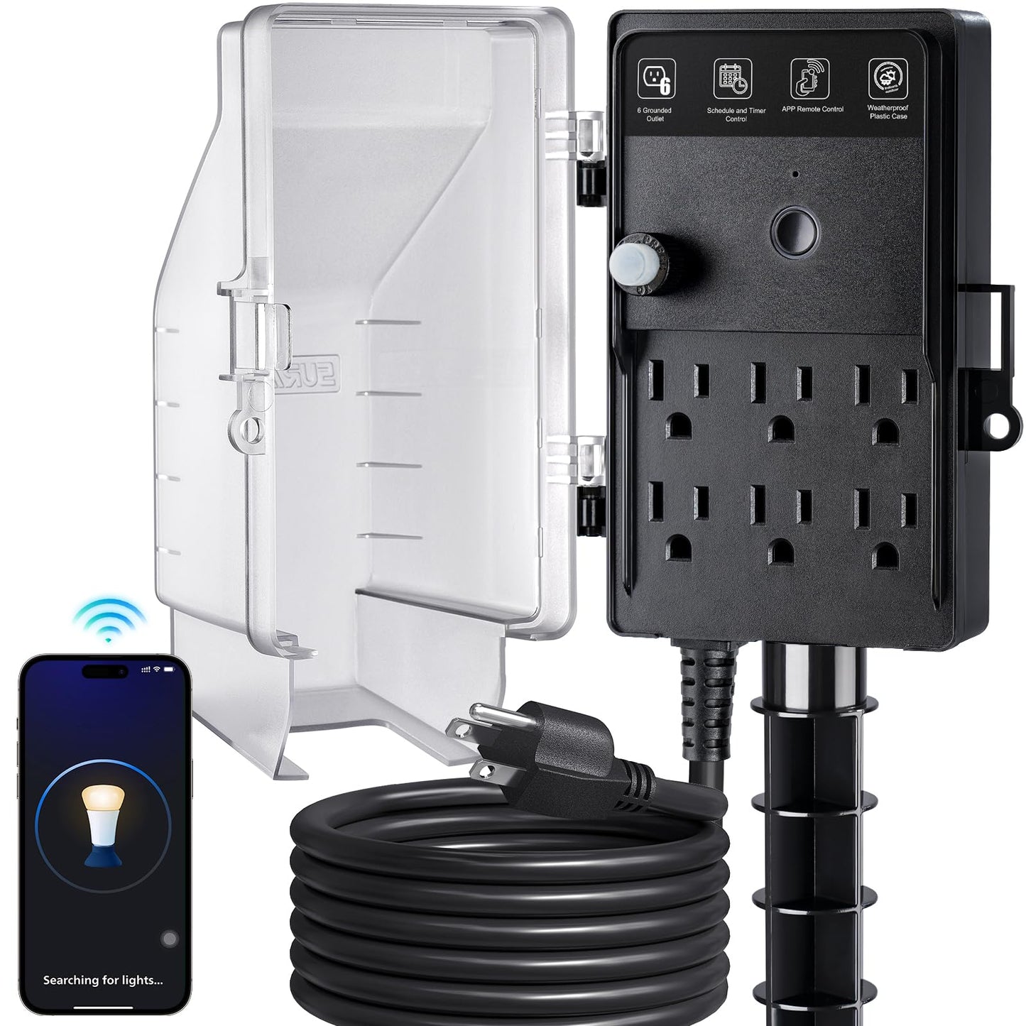 Smart Outdoor Plug – 6 Outlets, Alexa/Google Ready