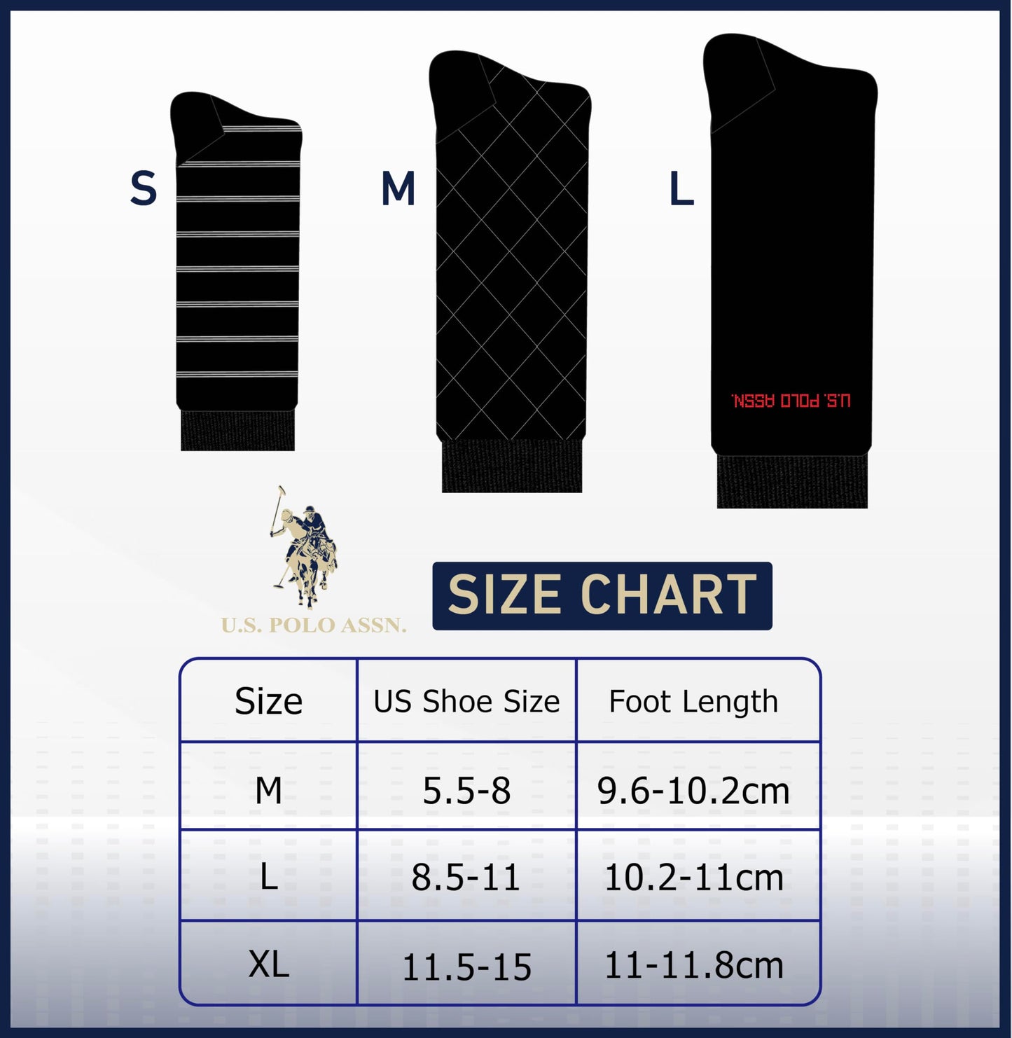 U.S. Polo Assn. 6 Pair Men's Crew Length Soft Dress Socks - Breathable & Moisture Control Socks for Indoor or Outdoor Wear, BLK 6353 (Shoe Size 6-12)