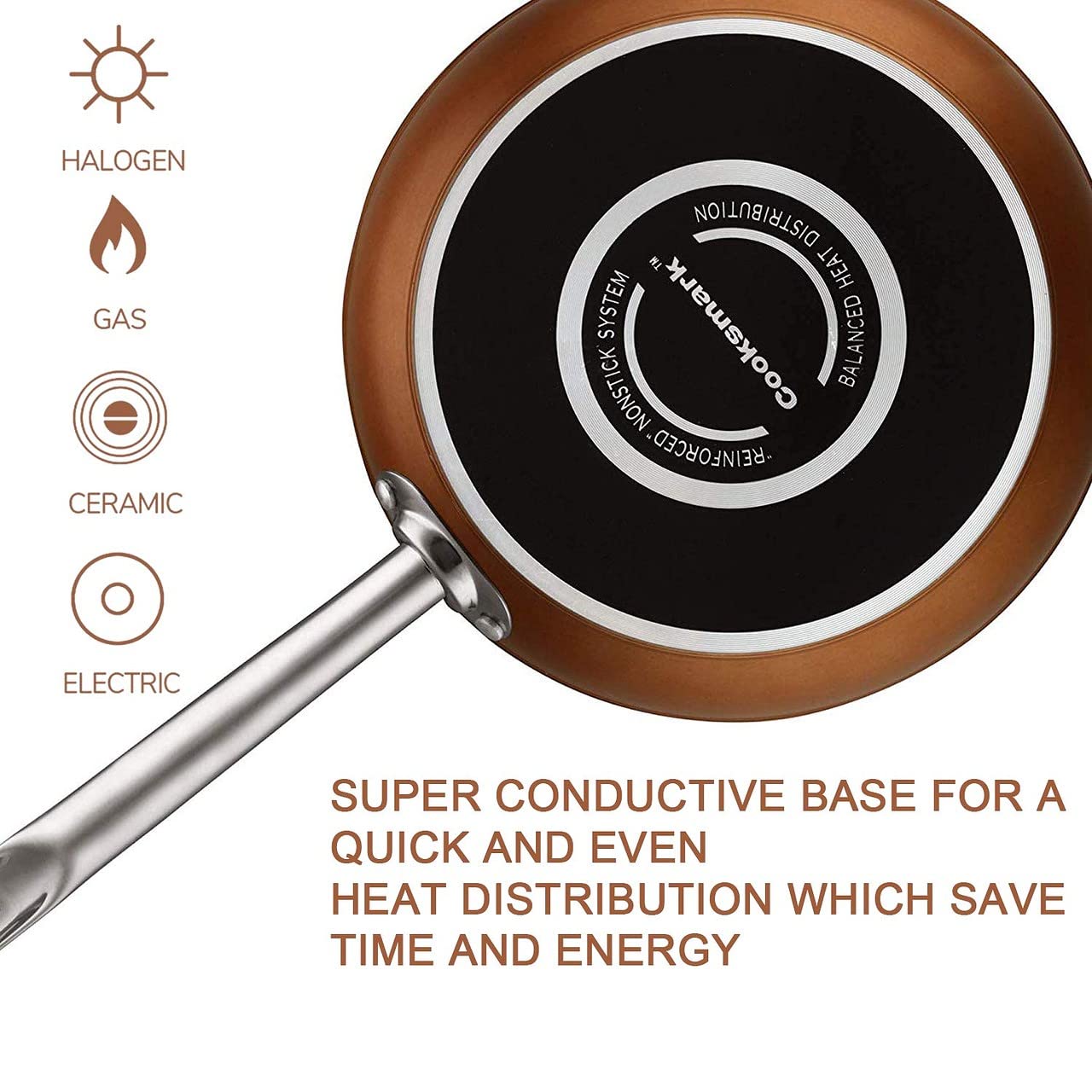 10-Piece Nonstick Copper Pots And Pans Cookware Set With Lids