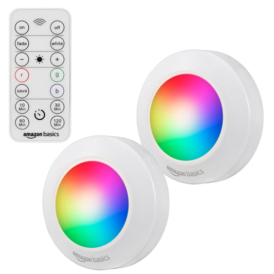 Amazon Basics LED Puck Lights, 2 Pack