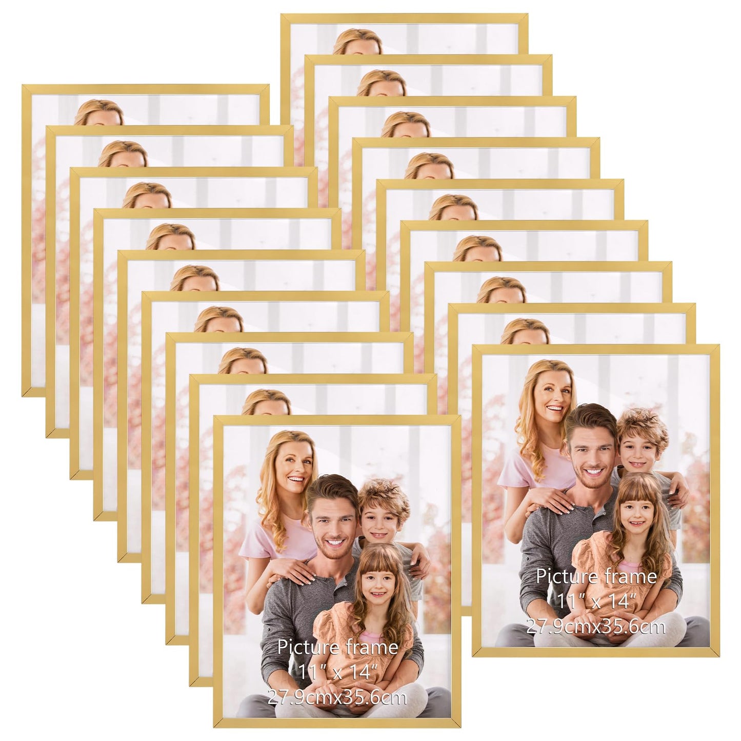 WIFTREY 11x14 Gold Picture Frames, Rustic 11 x 14 Photo Frame Bulk for Wall Hanging, Tabletop Display, 18 Pack