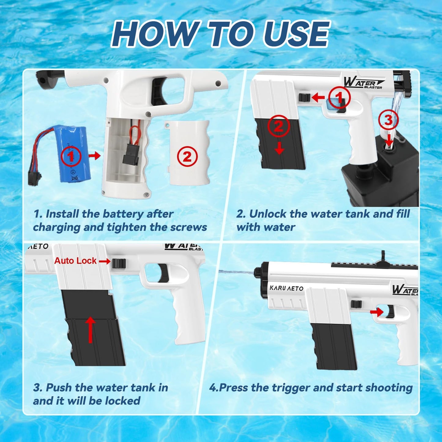 Electric Water Gun for Adults and Kids Aged 8-12,Automatic Water Gun with 22ft Long Range,Water Blaster Squirt Gun Water Pistol for Pool Party,Backyard Fun,Summer Beach