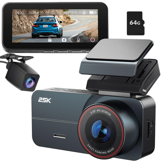 3.39" Dash Cam Front and Rear with 64GB Card