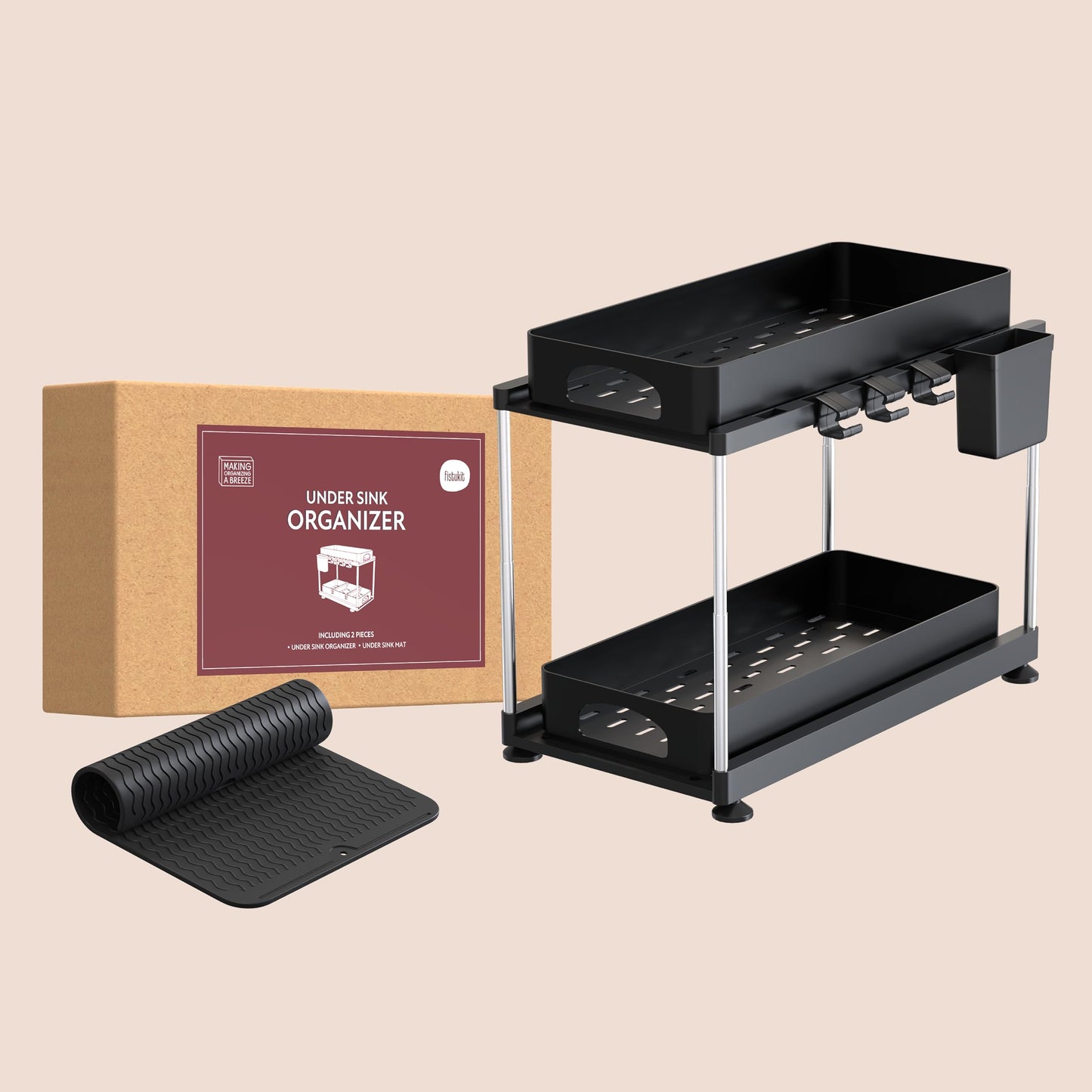 Under Sink Organizer with Drawers and Mat