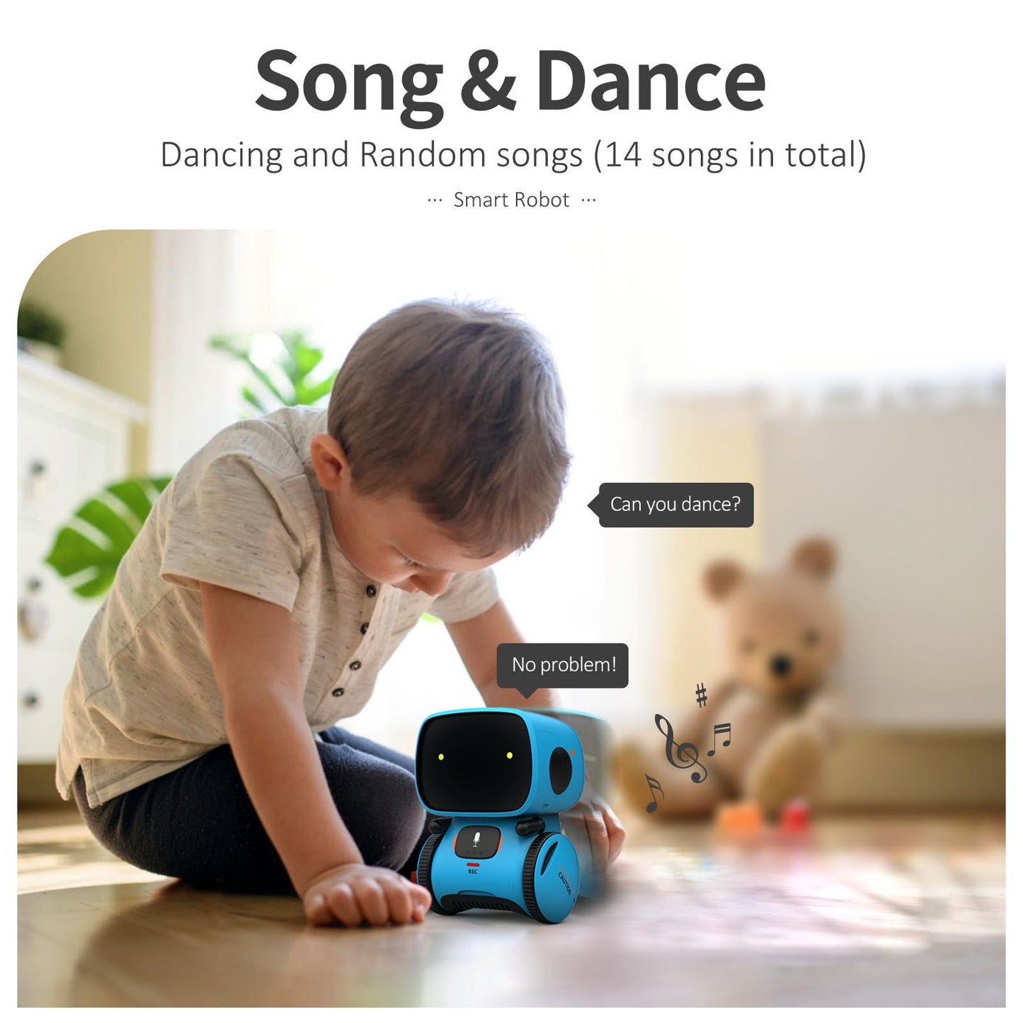 GILOBABY Kids Robot Toys, Interactive Robot Companion Smart Talking Robot with Voice Control Touch Sensor, Dancing, Singing, Recording, Repeat, Birthday Gifts for Boys Ages 3+ Years (Blue)