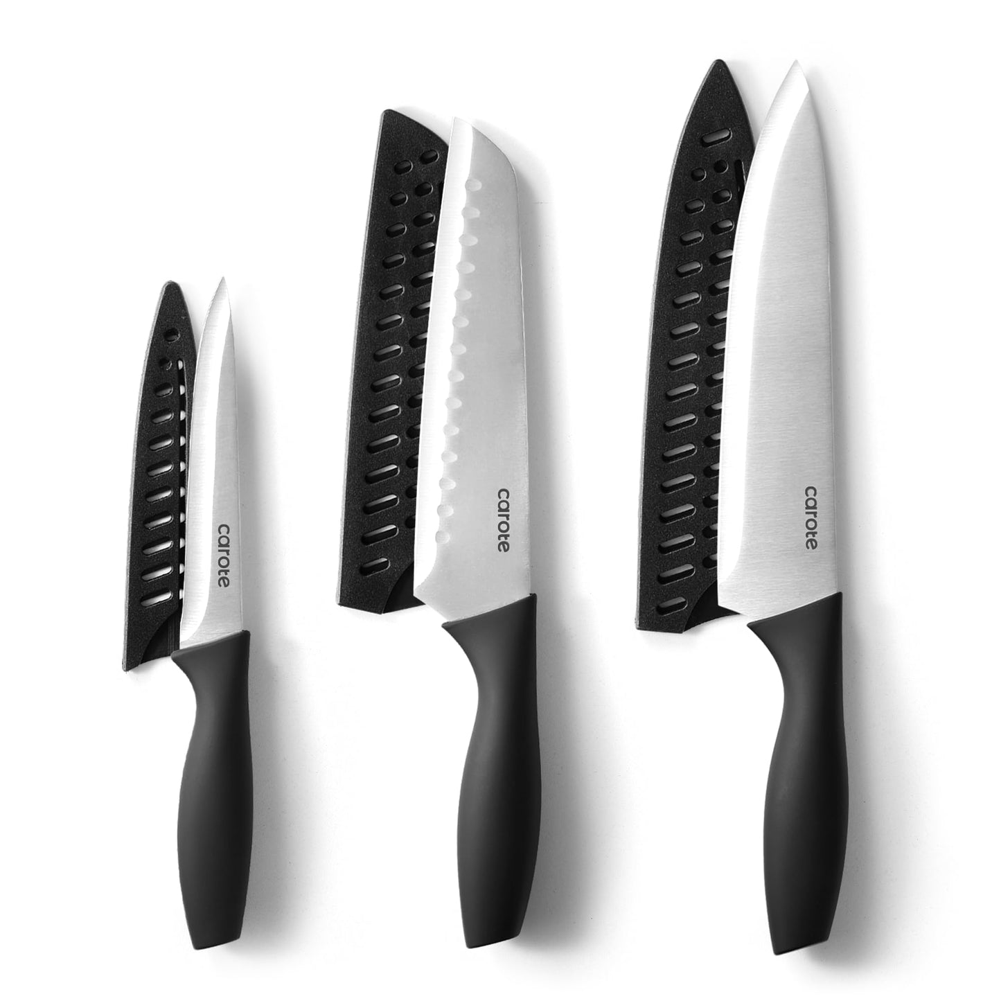 6 Pcs Kitchen Knives Set with 3 Blade Guard