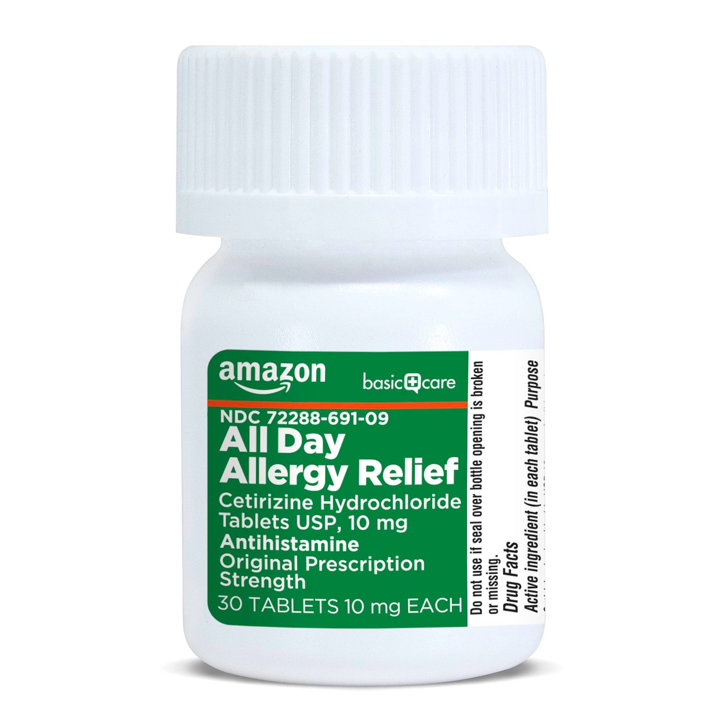 Amazon Basic Care All Day Allergy, Cetirizine Hydrochloride Tablets, 10 mg, 30 Count