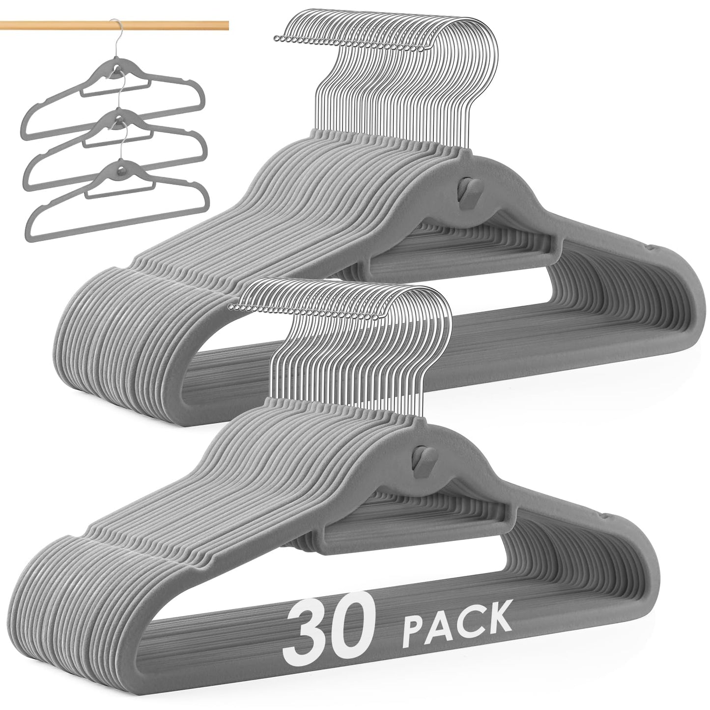 Velvet Non-Slip Hangers – 30-Pack